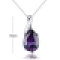 925 Sterling Silver Angel Tears Amethyst Pendant Necklace with Chain